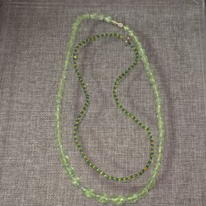 Green Beaded Necklace Set Mother & Daughter